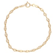 Pulsera de malla «Grano de café» de 3,6 mm - Chapada en oro de 3 micras x 17 cm