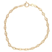 Pulsera de malla «Grano de café» de 3,6 mm - Chapada en oro de 3 micras x 17 cm