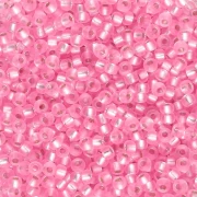 Cuentas Rocalla Miyuki 11/0 22 - Rosa clavel teñido con ribete plateado x 8 g