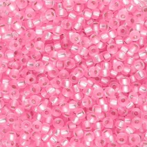 Cuentas Rocalla Miyuki 11/0 22 - Rosa clavel teñido con ribete plateado x 8 g
