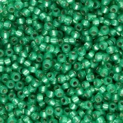 Cuentas Rocalla Miyuki 11/0 646 - Verde menta oscuro teñido con ribete plateado, color alabastro x8 g|raw }}