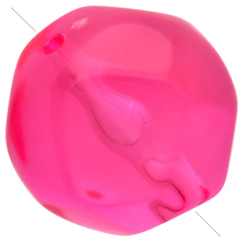 Cuentas redondas irregulares facetadas de 8 mm de resina transparente - Rosa fluorescente x8