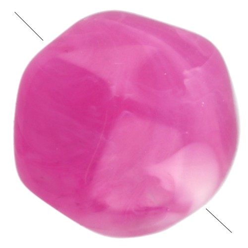 Cuentas redondas irregulares facetadas de 8 mm, de resina translúcida, color rosa fucsia marmolado, x8