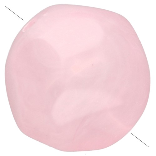 Cuentas redondas irregulares facetadas de 10 mm, de resina translúcida rosa claro veteada, x6