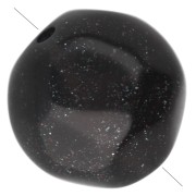 Cuentas redondas irregulares facetadas de 10 mm, de resina opaca - Negro con purpurina x6