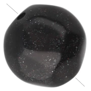Cuentas redondas irregulares facetadas de 10 mm, de resina opaca - Negro con purpurina x6