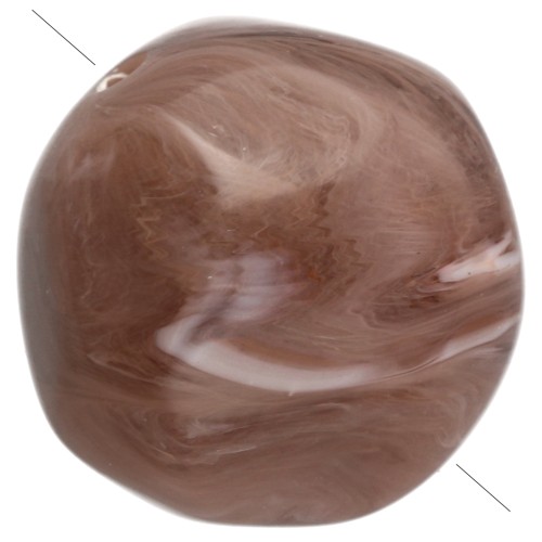 Cuentas redondas irregulares facetadas de 12 mm de resina opaca - Cacao veteado x4