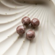 Cuentas redondas irregulares facetadas de 12 mm de resina opaca - Cacao veteado x4