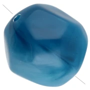 Cuentas redondas irregulares facetadas de 12 mm, de resina translúcida azul veteado blanco, x4