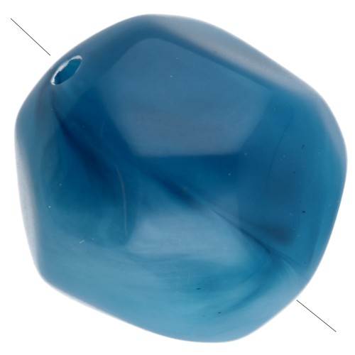 Cuentas redondas irregulares facetadas de 12 mm, de resina translúcida azul veteado blanco, x4