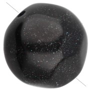Cuentas redondas irregulares facetadas de 12 mm de resina opaca - Negro con purpurina x4