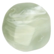 Cuenta redonda irregular facetada de 14 mm de resina translúcida - Verde salvia veteado