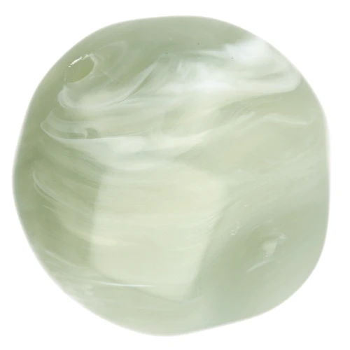 Cuenta redonda irregular facetada de 14 mm de resina translúcida - Verde salvia veteado