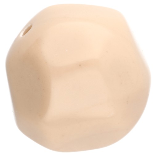 Cuentas de resina opacas facetadas irregulares redondas de 14 mm - Beige x1