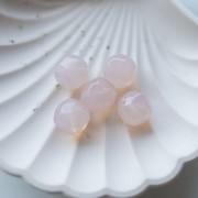 Cuentas facetadas redondas irregulares de 14 mm en resina transparente - Rosa pálido