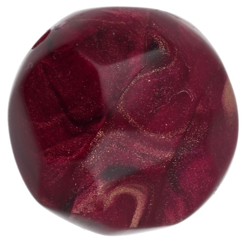 Cuenta de resina opaca facetada irregular redonda 14 mm - Burdeos jaspeado x1