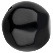 Cuentas de resina opacas facetadas irregulares redondas de 14 mm - Negro x1