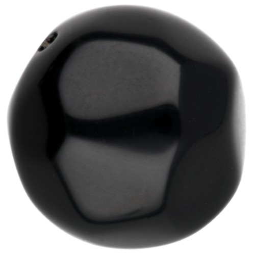 Cuentas de resina opacas facetadas irregulares redondas de 14 mm - Negro x1