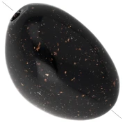 Cuentas irregulares 13.5x9 mm en resina opaca - Negro con purpurina Dorado x8
