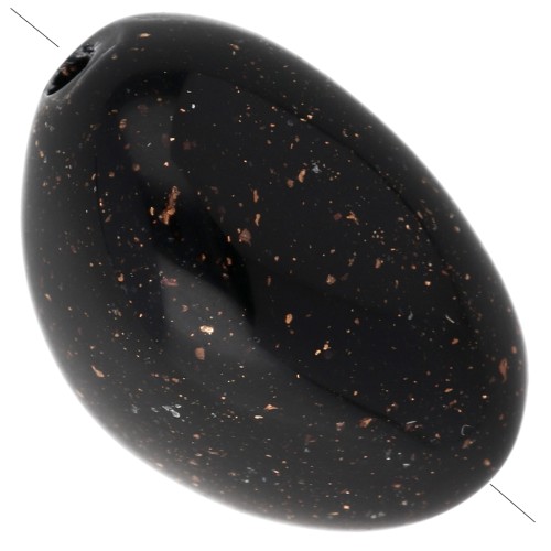 Cuentas irregulares 13.5x9 mm en resina opaca - Negro con purpurina Dorado x8