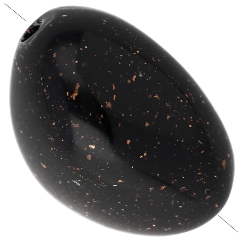 Cuentas irregulares 13.5x9 mm en resina opaca - Negro con purpurina Dorado x8