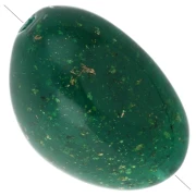 Cuentas irregulares 13.5x9mm en resina opaca - Verde oscuro con purpurina Dorado x8