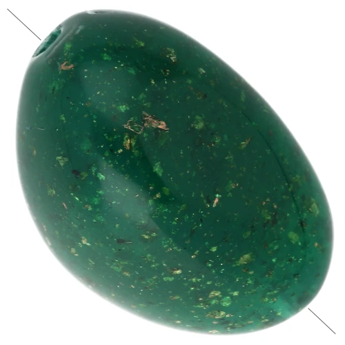 Cuentas irregulares 13.5x9mm en resina opaca - Verde oscuro con purpurina Dorado x8