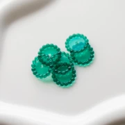 Cuentas redondas 15 mm con bolitas de resina transparente - Verde oscuro x6