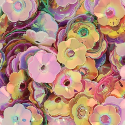 Surtido de Lentejuelas flores 7.5 mm Multicolor Pastel irisado x10g