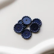 Cuentas redondas 15 mm con bolitas en resina opaca - Azul oscuro perla x6