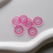 Cuentas redondas 15 mm con bolitas de resina transparente - Rosa x6
