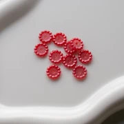 Cuentas rondelle de 10 mm con bolitas de resina opaca - Frambuesa nacarado x10