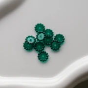 Cuentas redondas 10 mm con bolitas de resina transparente - Verde oscuro x10