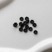 Cuentas flor rondelle 6 mm resina - Negro x15