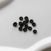 Cuentas flor rondelle 6 mm resina - Negro x15