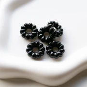 Cuentas rondelle de resina opaca 18 mm efecto trenzado - Negro x4