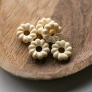 Cuentas redondas 18 mm efecto trenzado en resina opaca - Marfil x4