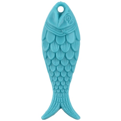 Colgante pez resina 27x9 mm - Turquesa x1