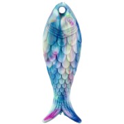 Colgante pez 27x9 mm en resina - Azul jaspeado - Mangenta - Verde fluorescente x1