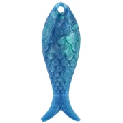 Colgante pez 27x9 mm en resina - Marmolado Multi-azul x1