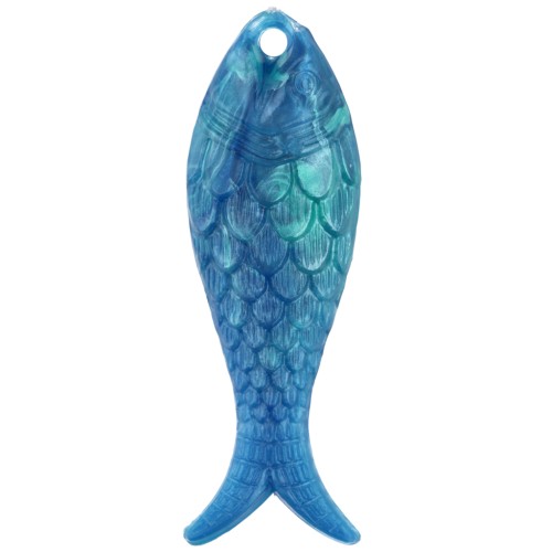 Colgante pez 27x9 mm en resina - Marmolado Multi-azul x1