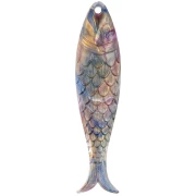 Colgante pez 48x11,5 mm en resina - Jaspeado multicolor - Oro x1