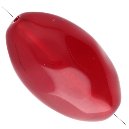 Cuenta con forma de oliva irregular martillada 30x18 mm en resina transparente - Rojo oscuro x1