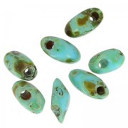Long Magatama Miyuki 4x7mm  LMA-4514 - Op Turquoise Blue Picasso x 10g|raw }}