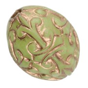 Cuentas con forma de oliva 10x8 mm en resina opaca - Estilo barroco - Verde - Dorado x4