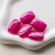 Cuenta rectángulo estriado 25x17 mm en resina - purpurina dorada fucsia x1