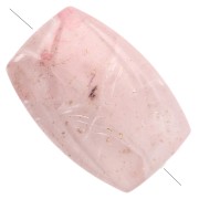 Cuenta rectángulo estriado 25x17 mm en resina - Rosa pálido con purpurina Dorado x1