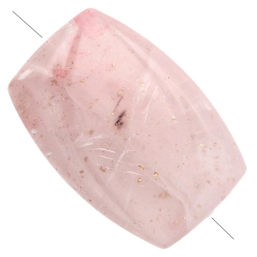 Cuenta rectángulo estriado 25x17 mm en resina - Rosa pálido con purpurina Dorado x1