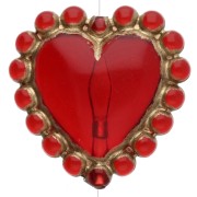 Rojo - Cuenta de corazón de 17,5 mm con mini bolas de resina transparente - Rojo - Dorado x1 Cuenta de corazón de 17,5 mm con mini bolas de resina transparente - Rojo - Dorado x1