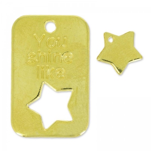 Dije placa militar 30 mm y estrella 10 mm Dorado con oro fino x1